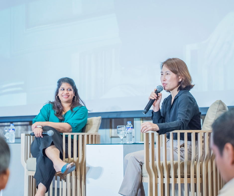 Global Schools Forum Programme Director Kavita Rajagopalan and Asian Development Bank Education Specialist Meekyung Shin answer questions from the audience during the PHINMA Policy Forum