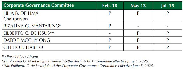 CG Committee Attendance 2025